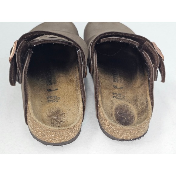 Birkenstock Boston Clogs Brown Leather Buckle Comfort Shoes Size 33 210 - Picture 4 of 6